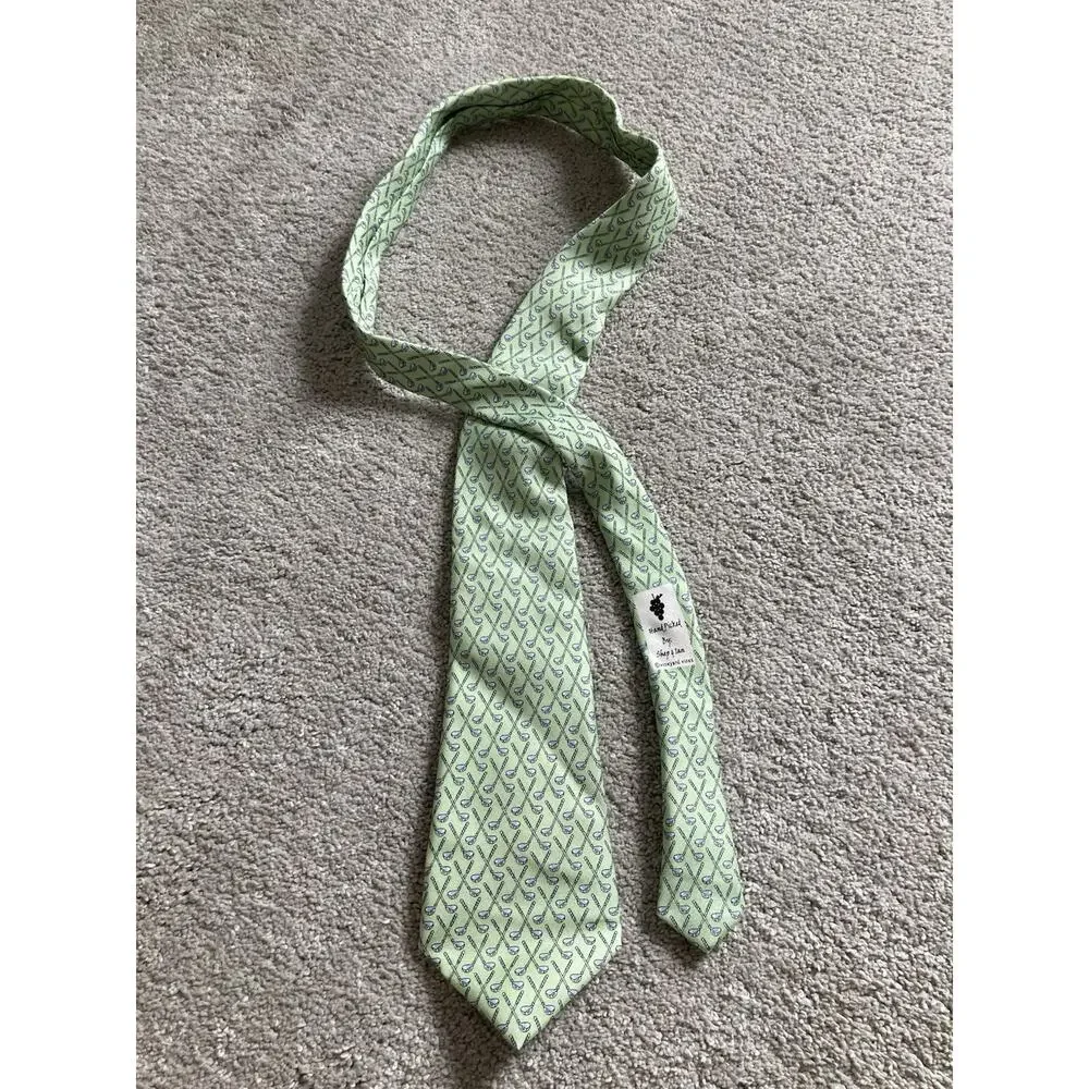 Vineyard Vines Green All Over Print Necktie Preppy Golf Club Country Club Youth